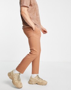 Светло-коричневые зауженные брюки-джоггеры в строгом стиле Topman-Светло-бежевый цвет