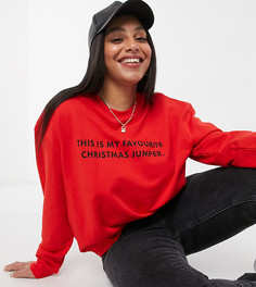 Красный новогодний свитшот с принтом "Favourite jumper" ASOS DESIGN Curve-Черный цвет
