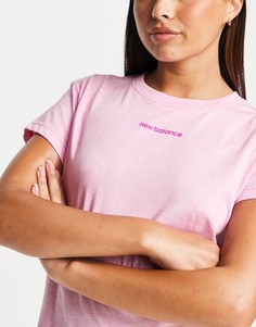 Розовая футболка с круглым вырезом и маленьким логотипом New Balance Relentless-Розовый цвет