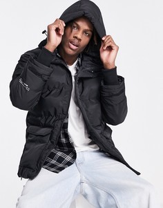 Черная дутая oversized-куртка Sixth June-Черный цвет