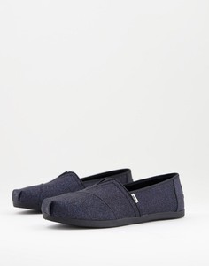 Черные слипоны с блестками TOMS Alpargata-Черный цвет