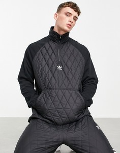 Черная стеганая куртка с молнией длиной 1/4 adidas Originals adicolor-Черный цвет
