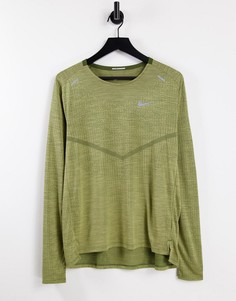 Лонгслив цвета хаки Nike Running Techknit Ultra Advanced Dri-FIT-Зеленый цвет