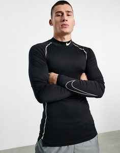 Черный облегающий лонгслив с высоким воротом Nike Pro Training Dri-FIT-Черный цвет
