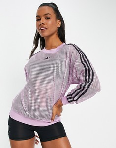 Розовый сетчатый свитшот с 3 полосками adidas Originals-Розовый цвет