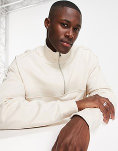 Светло-бежевый свитшот на короткой молнии со вставками от комплекта ASOS DESIGN-Светло-бежевый цвет