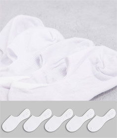 Набор из 5 пар белых невидимых носков ASOS DESIGN - Скидка-Белый