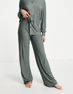 Брюки из плиссированной ткани цвета мха Topshop-Зеленый цвет