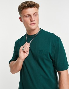 Зеленая футболка с фирменной вышивкой River Island-Зеленый цвет