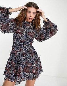 Разноцветное платье мини со шнуровкой на спине и принтом пейсли Topshop-Разноцветный