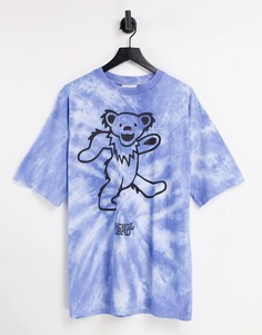 Oversized-футболка голубого цвета с принтом символа группы "Grateful Dead" Topshop-Голубой