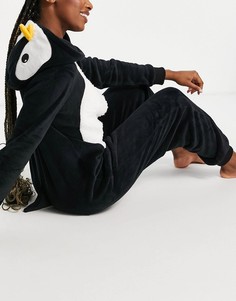 Черно-белый комбинезон-кигуруми «пингвин» Loungeable-Черный цвет