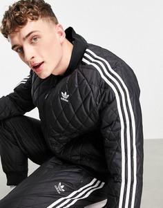 Черная стеганая олимпийка с тремя полосками adidas Originals Adicolor-Черный цвет