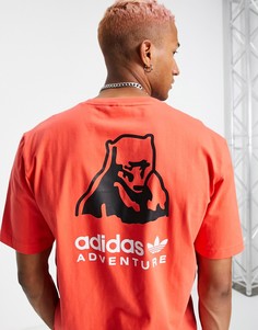 Красная футболка с принтом полярного медведя adidas Originals Adventure-Красный