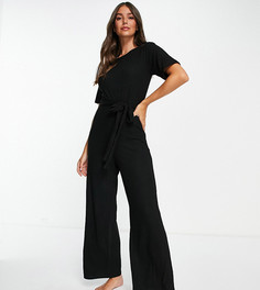 Мягкий черный комбинезон для дома в рубчик ASOS DESIGN Tall-Черный цвет
