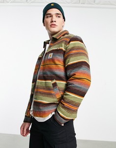 Зеленая куртка в разноцветную полоску Carhartt WIP Detroit Tuscon-Разноцветный