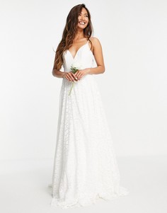 Кружевное свадебное платье на бретельках с пышной юбкой ASOS EDITION Ariana-Белый