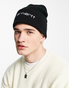 Черная шапка-бини с надписью Carhartt WIP-Черный цвет
