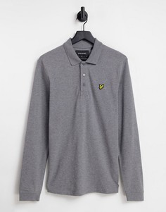 Серый лонгслив с воротником поло Lyle & Scott