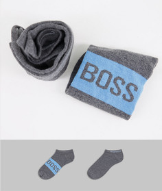 Набор из 2 пар серых носков для кроссовок с крупным логотипом BOSS-Серый
