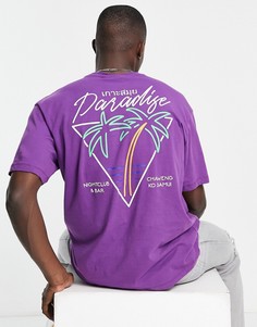 Фиолетовая oversized-футболка с принтом "Paradise" на спине Only & Sons-Фиолетовый цвет