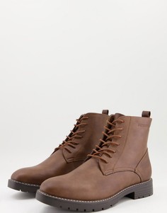 Коричневые ботинки из искусственной кожи на шнуровке Jack & Jones-Коричневый цвет