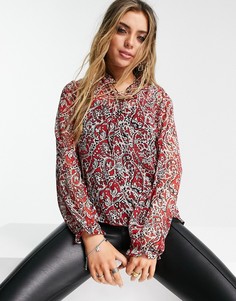 Блузка из смесового переработанного материала с высоким воротником и принтом пейсли Only-Разноцветный