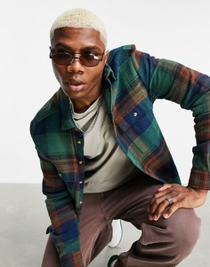 Зеленая рубашка навыпуск в клетку ASOS DESIGN-Зеленый цвет