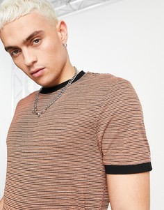 Зауженная оранжевая футболка из фактурного материала ASOS DESIGN-Оранжевый цвет
