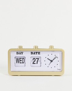 Золотистые перекидные часы с матовой отделкой в стиле ретро Typo-Золотистый