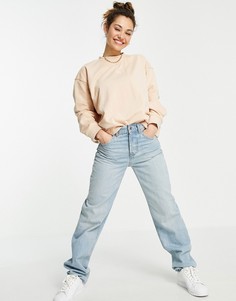 Бежевый свитшот в стиле oversized с логотипом по центру adidas Originals-Светло-бежевый цвет