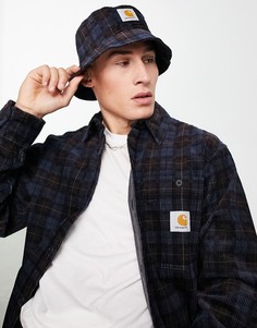 Синяя вельветовая панама в клетку Carhartt WIP-Голубой