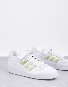 Белые низкие кроссовки с золотистыми полосками adidas Originals Forum-Белый