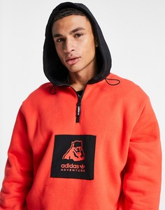 Красный худи с принтом полярного медведя adidas Originals Adventure
