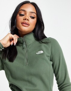 Флисовый топ с молнией 1/4 цвета хаки The North Face 100 Glacier-Зеленый цвет