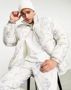 Пуховик из переработанных материалов с принтом тай-дай Topman-Белый