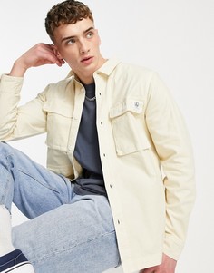 Рубашка навыпуск из плотной ткани цвета экрю Topman-Белый