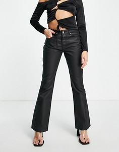 Черные расклешенные джинсы с низкой посадкой и покрытием ASOS DESIGN-Черный цвет
