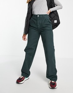 Сине-зеленые свободные брюки чиносы ASOS DESIGN-Голубой