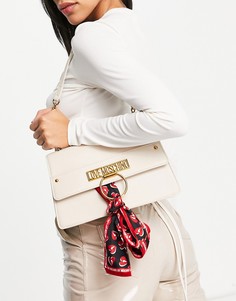 Сумка на плечо цвета слоновой кости с шарфом Love Moschino-Белый