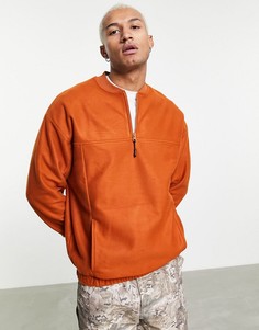 Флисовый oversized-свитшот с молнией на вороте ASOS DESIGN-Коричневый цвет