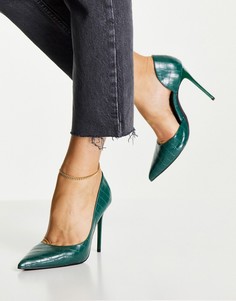 Зеленые остроносые туфли на каблуке-шпильке Truffle Collection-Зеленый цвет