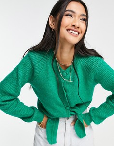Зеленый кардиган с завязкой спереди ASOS DESIGN-Зеленый цвет