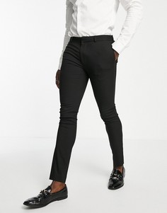 Супероблегающие фактурные брюки черного цвета Topman-Черный цвет