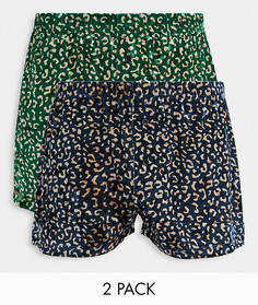 Набор из 2 боксеров из жаккардового атласа ASOS DESIGN-Разноцветный