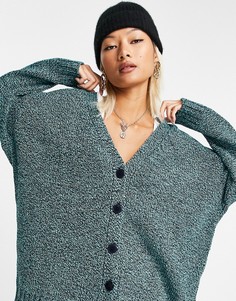 Темно-синий кардиган в стиле oversized с логотипом на спине ASOS DESIGN-Зеленый цвет