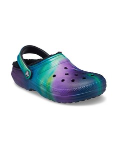 Классические клоги с меховой подкладкой и космическим принтом Crocs-Зеленый цвет