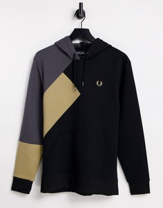 Черный худи в стиле колор блок Fred Perry-Черный цвет