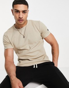 Светло-бежевая футболка свободного кроя Bershka-Светло-бежевый цвет