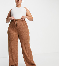 Широкие коричневые брюки многооттеночного окрашивания ASOS DESIGN Curve-Коричневый цвет
